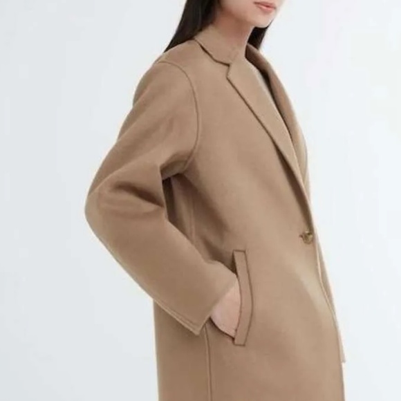 UNIQLO WOMEN'S DOUBLE FACE LONG COAT SIZE XS Tan-beige Wool Blend Coat - Picture 3 of 7